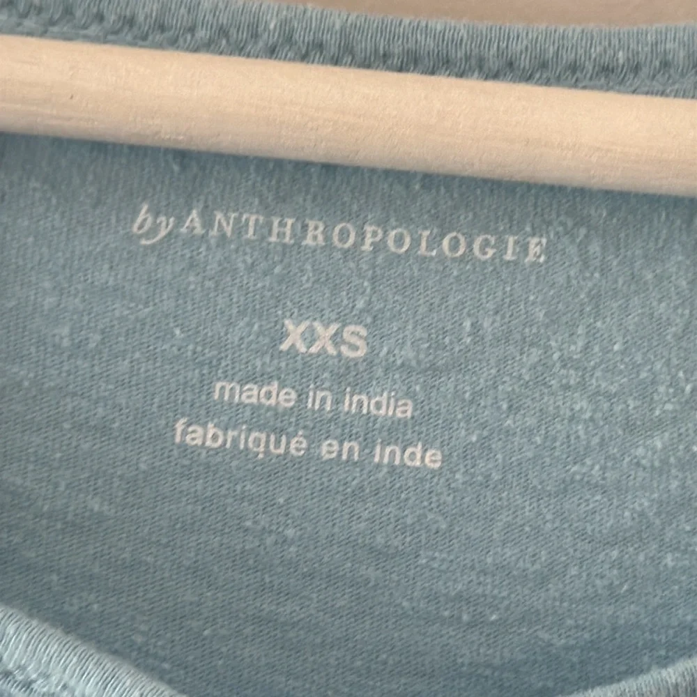 NWT Anthropologie Puff Sleeve Henley Top in Iris Blue Size XXS